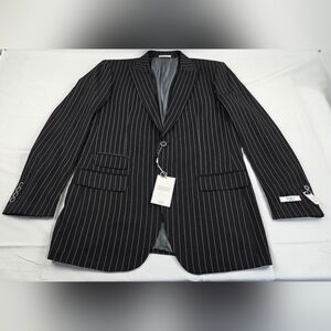 Vinci 3 Piece Suit Mens 40L 34W Black Pinstripe Slim Fit